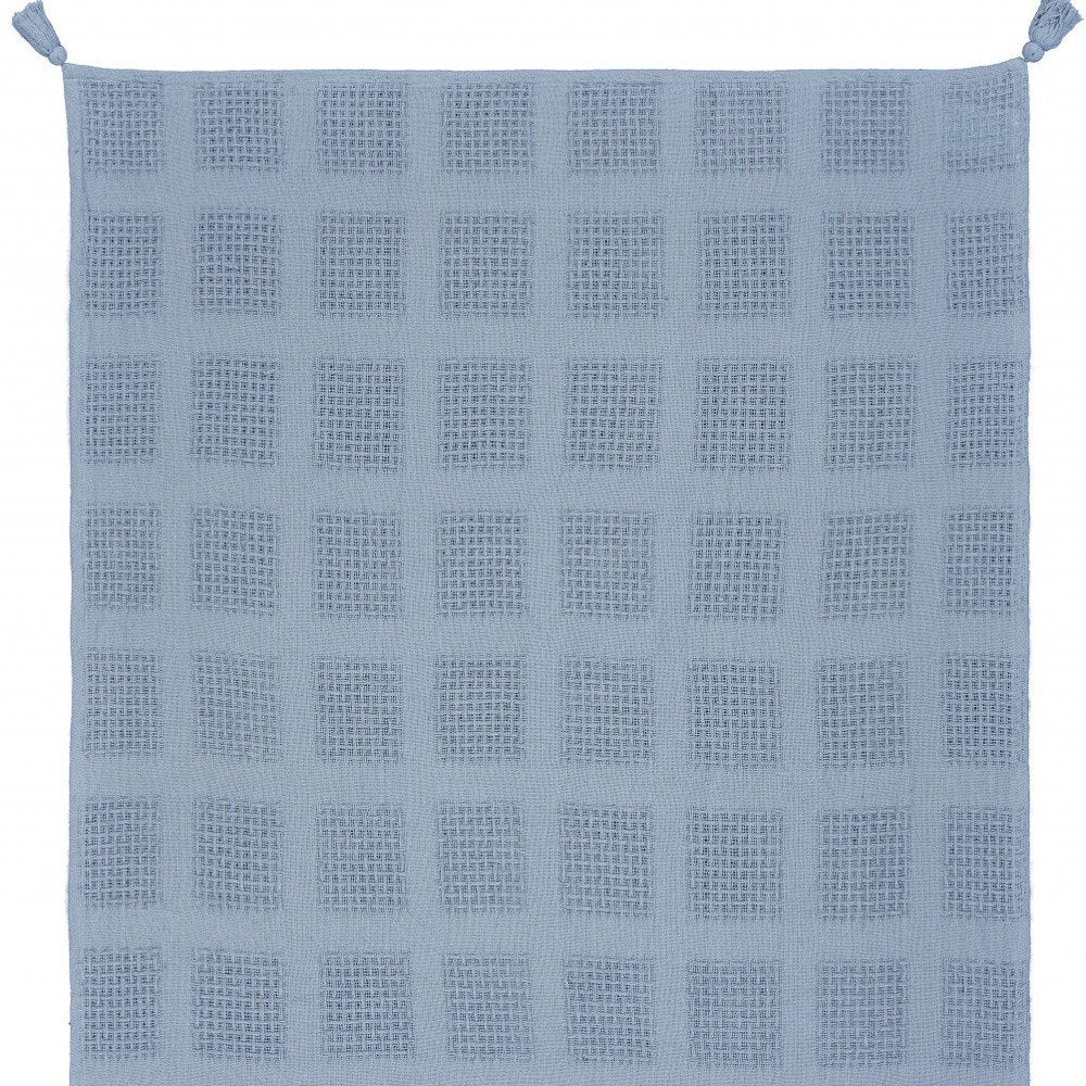 50" X 60" Cream Cotton Woven Throw Blanket with Tassels