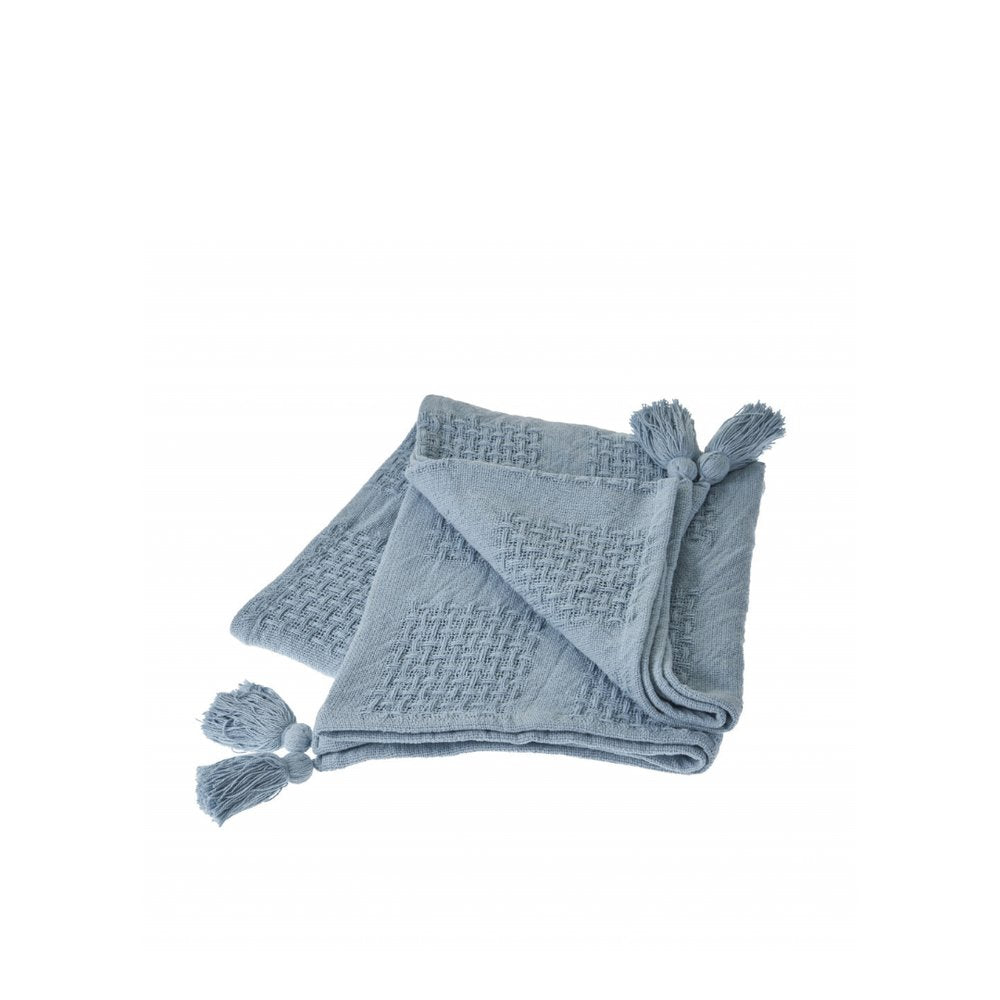 50" X 60" Green Woven Cotton Throw Blanket with Tassels