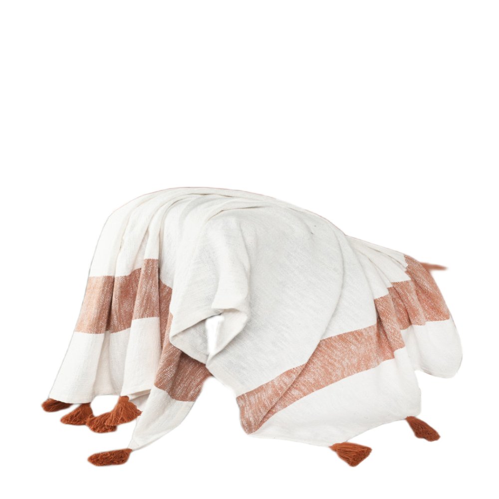 50" X 60" Yellow Woven Cotton Striped Throw Blanket with Tassels