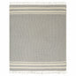 50" X 60" Blue and White Woven Cotton Striped Throw Blanket with Fringe