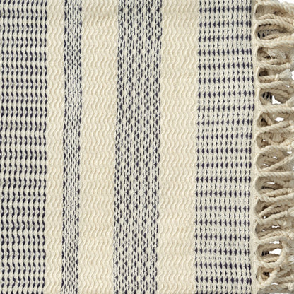 50" X 60" Orange Woven Cotton Striped Throw Blanket with Fringe