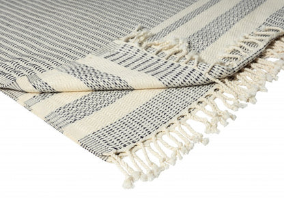 50" X 60" Orange Woven Cotton Striped Throw Blanket with Fringe