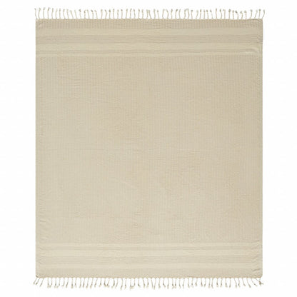 50" X 60" Orange Woven Cotton Striped Throw Blanket with Fringe
