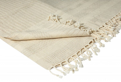 50" X 60" Orange Woven Cotton Striped Throw Blanket with Fringe