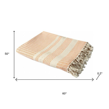 50" X 60" Turquoise Woven Cotton Striped Throw Blanket with Fringe