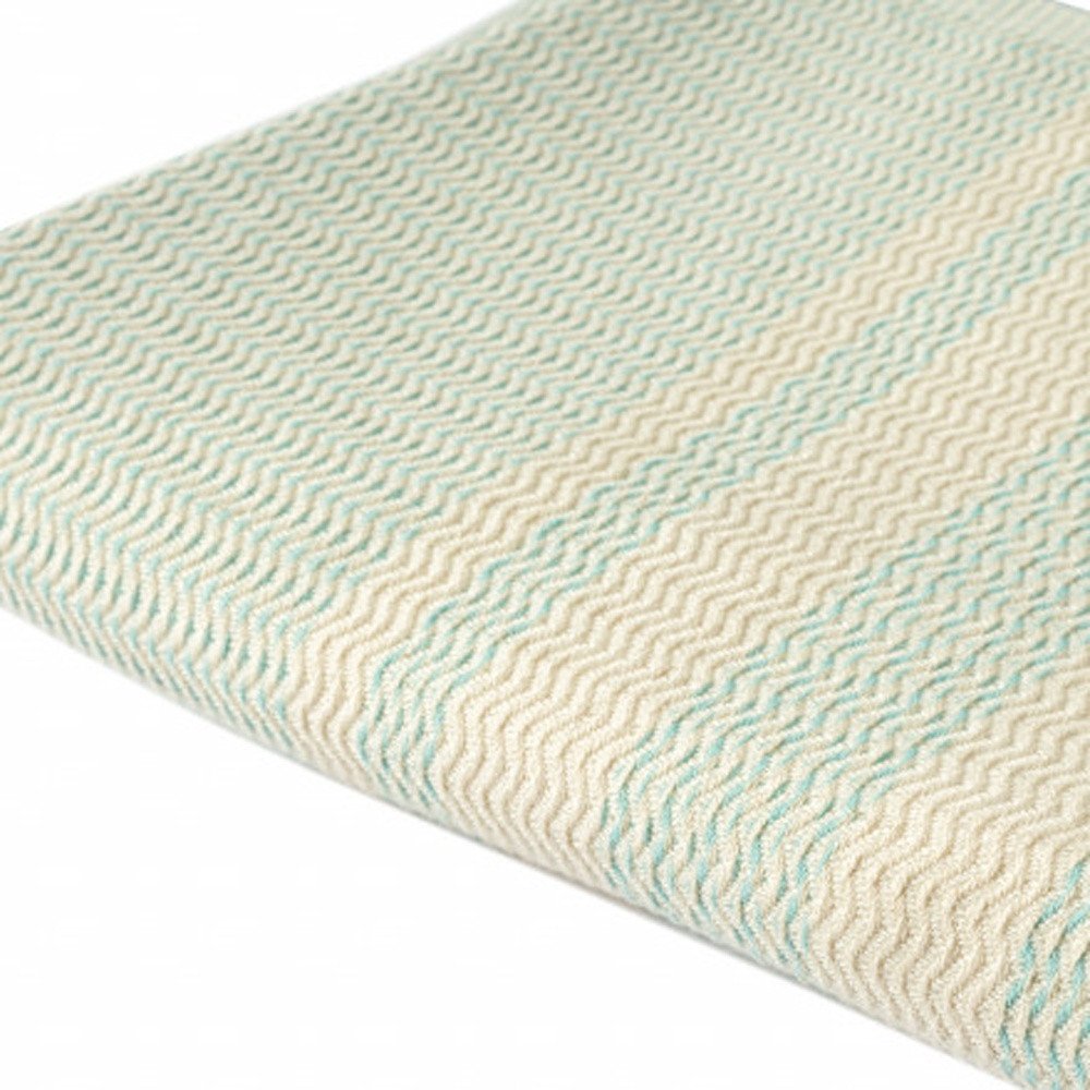 50" X 60" Turquoise Woven Cotton Striped Throw Blanket with Fringe