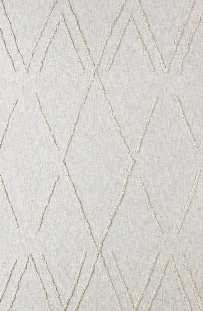 Ivory Geometric King Cotton Coverlet With Fringe