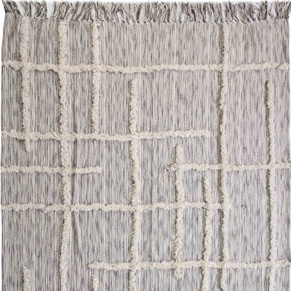 60" X 50" Gray Woven Cotton Striped Throw Blanket with Fringe