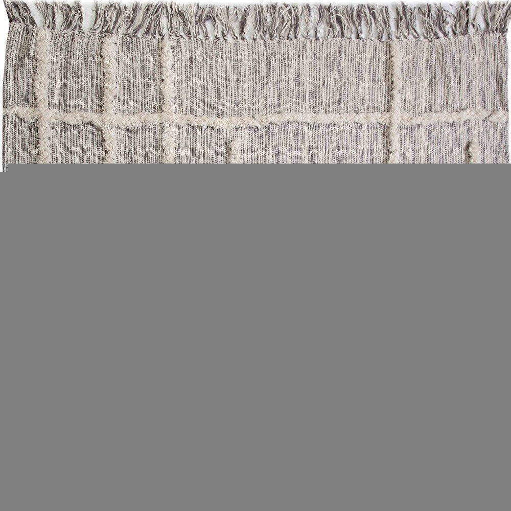 60" X 50" Gray Woven Cotton Striped Throw Blanket with Fringe
