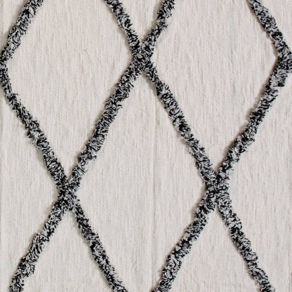 60" X 50" Cream Woven Cotton Geometric Throw Blanket with Fringe