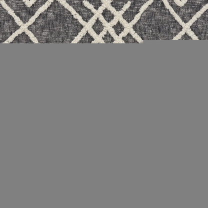 60" X 50" Black and Gray Woven Cotton Geometric Throw Blanket with Fringe
