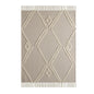 60" X 50" Cream Woven Cotton Herringbone Throw Blanket with Fringe