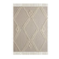 60" X 50" Cream Woven Cotton Herringbone Throw Blanket with Fringe
