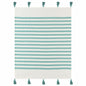 50" X 60" Blue and White Woven Cotton Striped Throw Blanket with Tassels