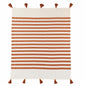 50" X 60" Orange Woven Cotton Striped Throw Blanket with Tassels