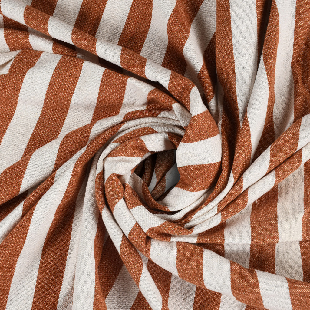 50" X 60" Orange Woven Cotton Striped Throw Blanket with Tassels