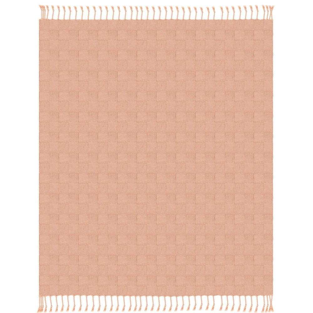50" X 60" Orange Woven Cotton Throw Blanket with Fringe