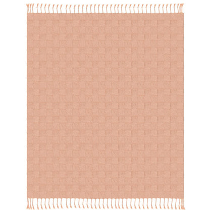 50" X 60" Orange Woven Cotton Throw Blanket with Fringe