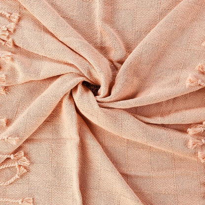 50" X 60" Orange Woven Cotton Throw Blanket with Fringe