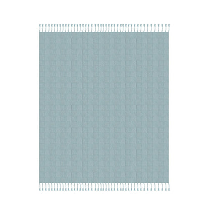 50" X 60" Blue Woven Cotton Throw Blanket with Fringe