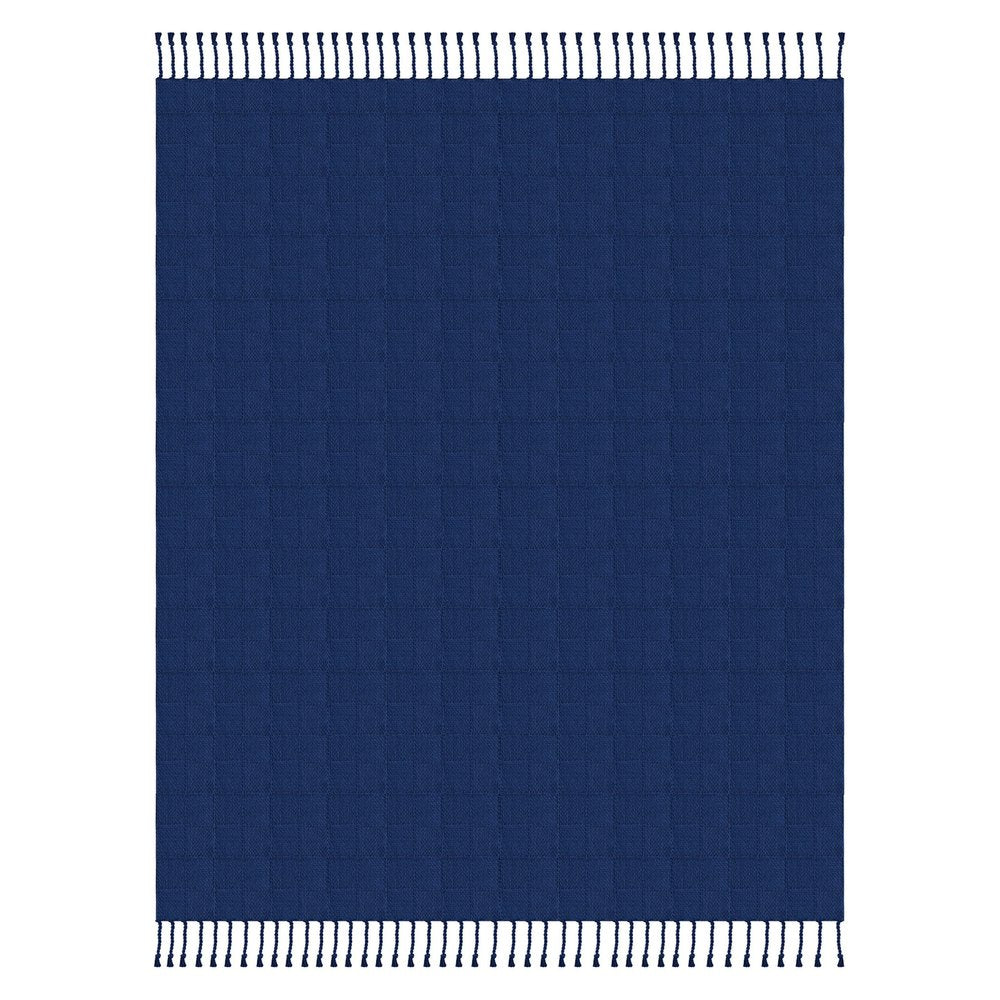 50" x 60" Black Woven Cotton Throw Blanket with Fringe