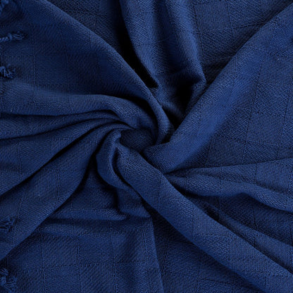 50" x 60" Black Woven Cotton Throw Blanket with Fringe