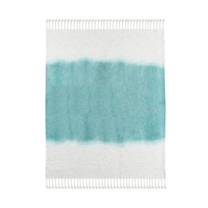 50" X 60" Blue and White Woven Cotton Ombre Throw Blanket with Fringe
