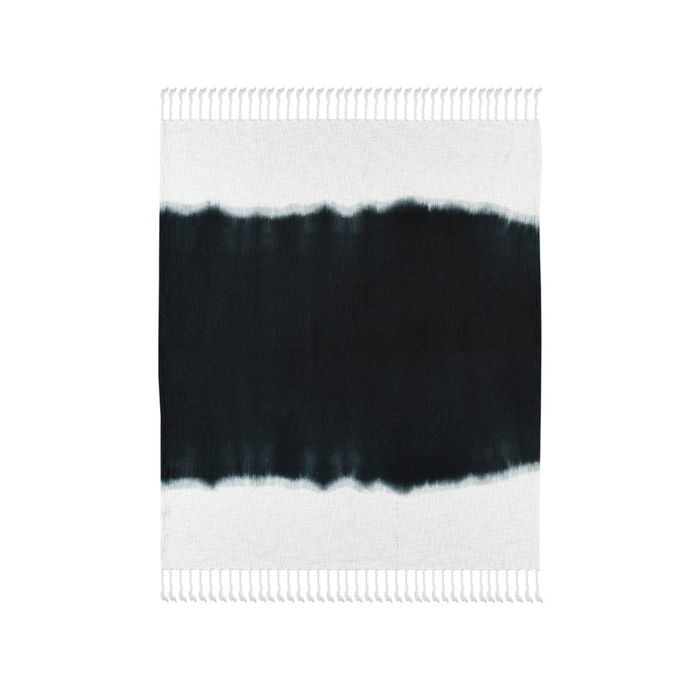 50" X 60" Blue and White Woven Cotton Ombre Throw Blanket with Fringe