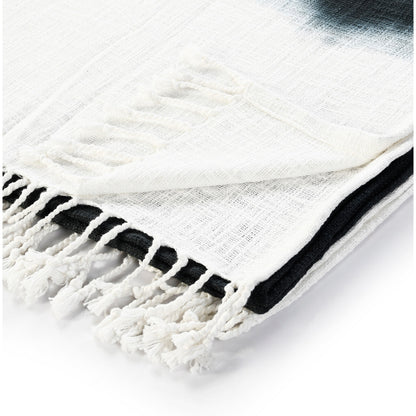 50" X 60" Blue and White Woven Cotton Ombre Throw Blanket with Fringe