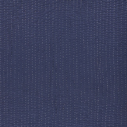 60" X 50" Blue Kantha Cotton Throw Blanket with Embroidery