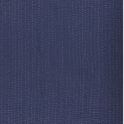 60" X 50" Blue Kantha Cotton Throw Blanket with Embroidery