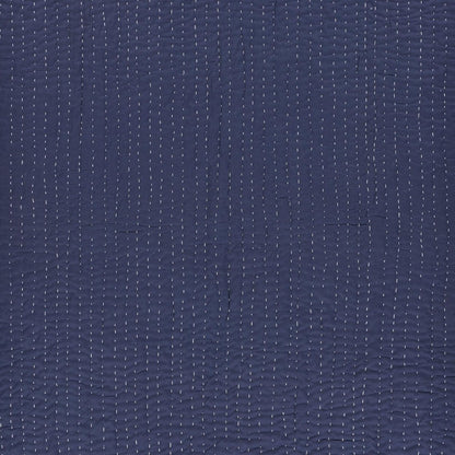 60" X 50" Blue Kantha Cotton Throw Blanket with Embroidery