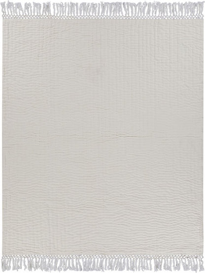 60" X 50" Blue Kantha Cotton Throw Blanket with Embroidery