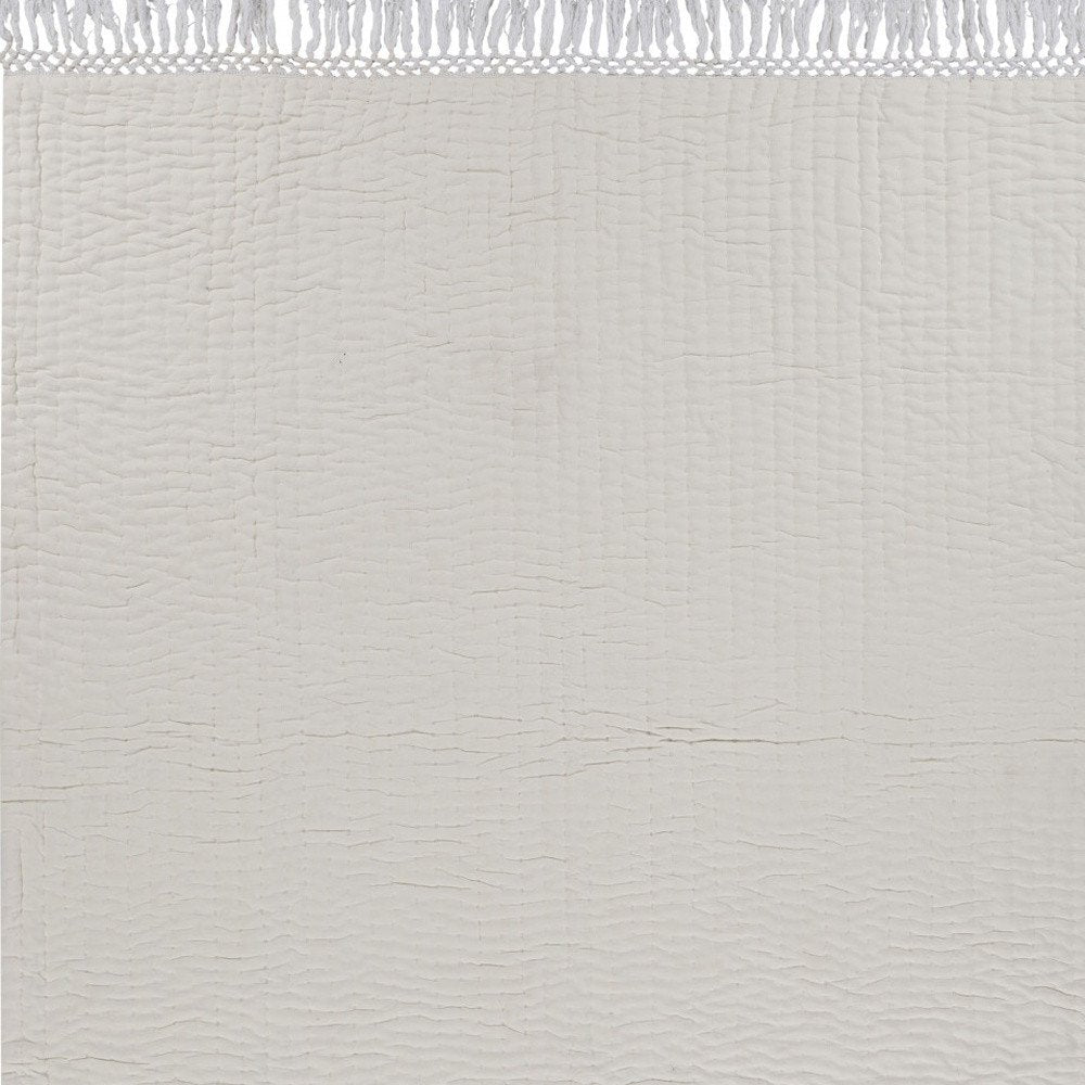 60" X 50" Blue Kantha Cotton Throw Blanket with Embroidery