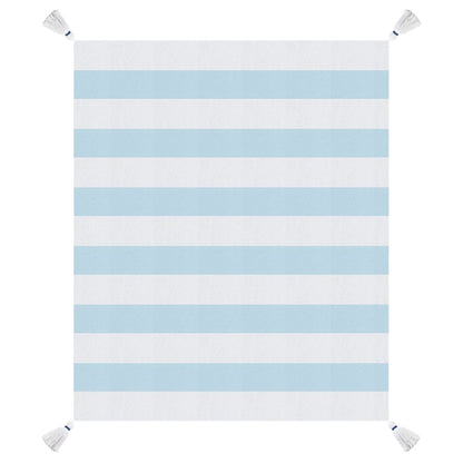 50" X 60" Blue and White Woven Cotton Striped Throw Blanket with Tassels