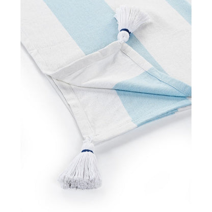 50" X 60" Blue and White Woven Cotton Striped Throw Blanket with Tassels