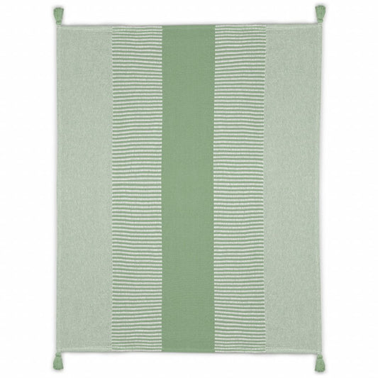 50" X 60" Blue Woven Cotton Striped Throw Blanket with Tassels