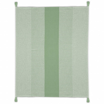 50" X 60" Blue Woven Cotton Striped Throw Blanket with Tassels