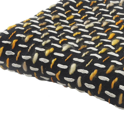 50" X 60" Black And Gold Geometric Cotton Woven Throw Blanket with Tassels