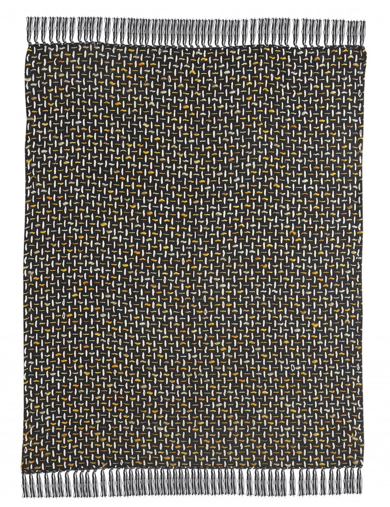 50" X 60" Black And Gold Geometric Cotton Woven Throw Blanket with Tassels