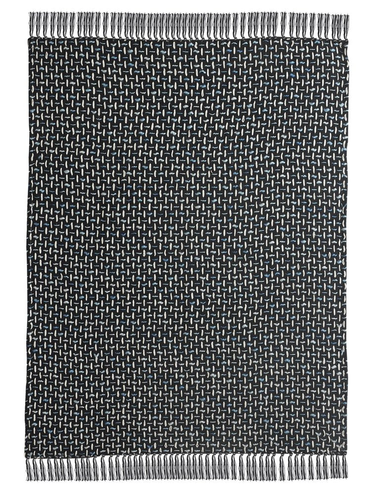 50" X 60" Black And Gold Geometric Cotton Woven Throw Blanket with Tassels