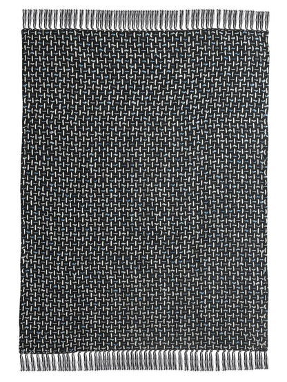 50" X 60" Black And Gold Geometric Cotton Woven Throw Blanket with Tassels