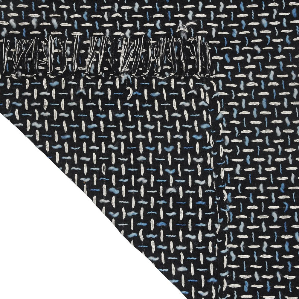 50" X 60" Black And Gold Geometric Cotton Woven Throw Blanket with Tassels