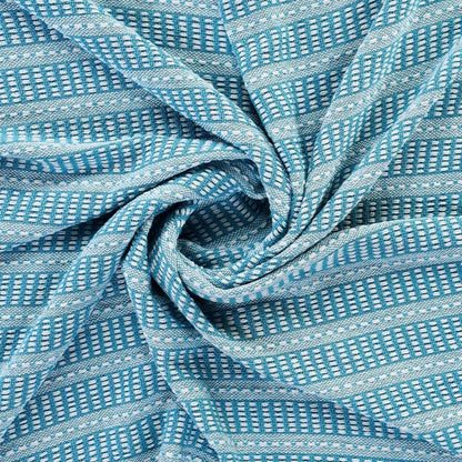 Blue and White Woven Cotton Striped Throw Blanket