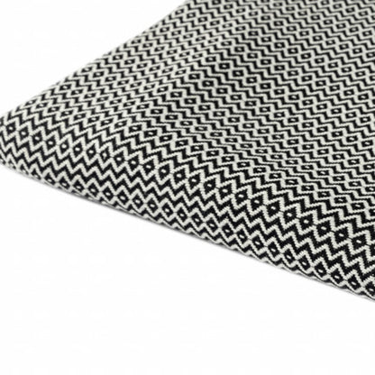 50" X 60" Black and White Woven Cotton Geometric Throw Blanket with Fringe