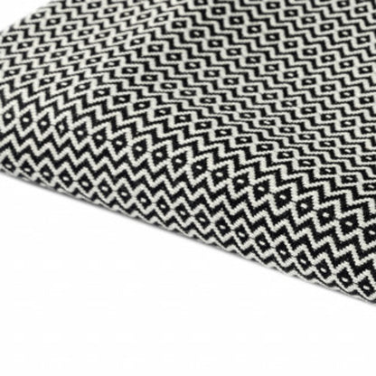 50" X 60" Black and White Woven Cotton Geometric Throw Blanket with Fringe