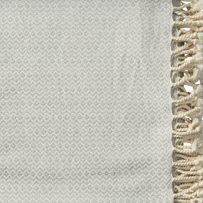 50" X 60" Blue and White Woven Cotton Geometric Throw Blanket with Fringe