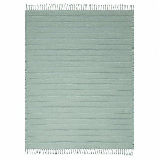 Gray Woven Cotton Striped Throw Blanket