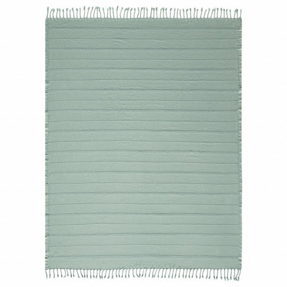 Gray Woven Cotton Striped Throw Blanket