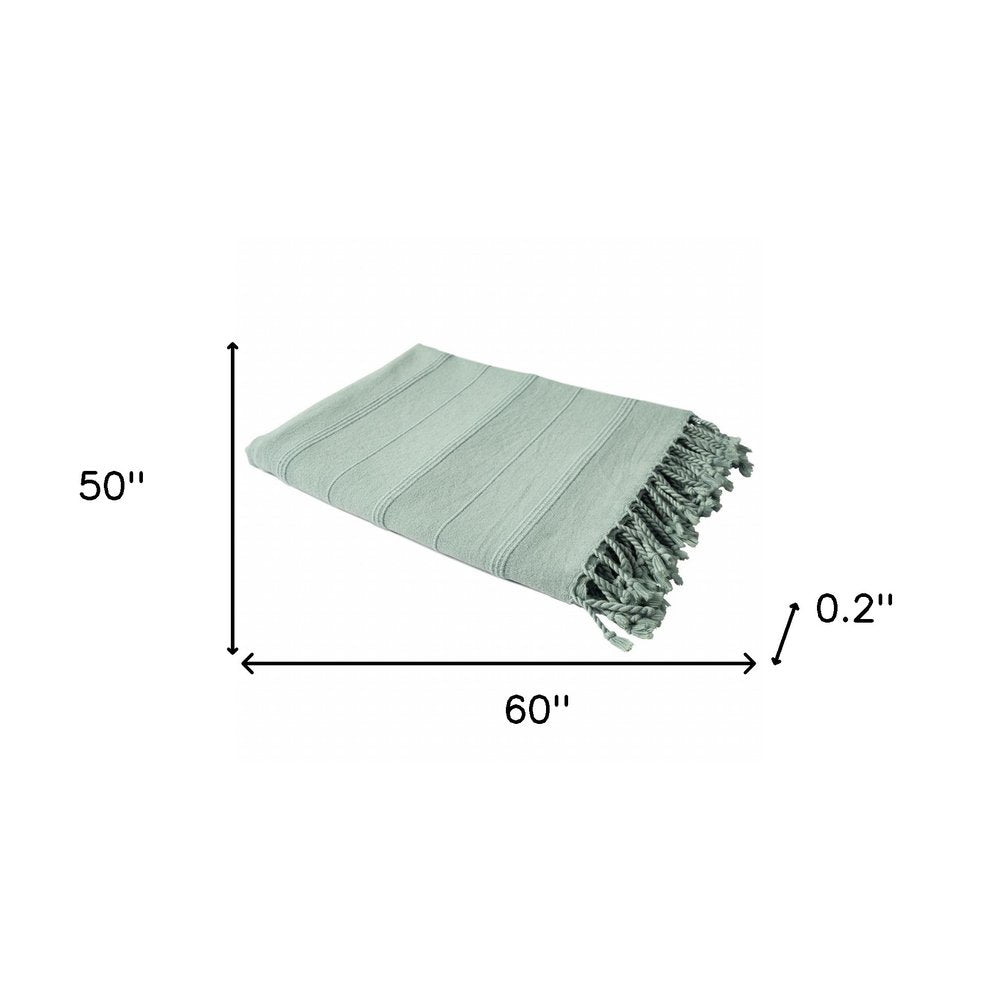 Gray Woven Cotton Striped Throw Blanket